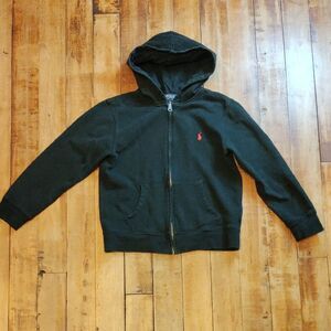 Polo Ralph Lauren Hoodie Black 10 to 12 Medium Red Logo Cotton Sweatshirt